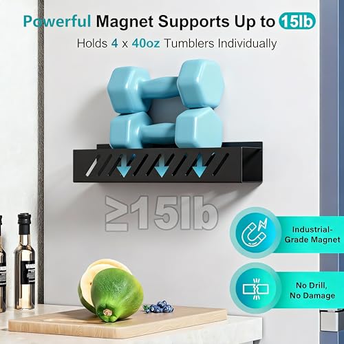 Magnetic Cup Holder for 8 Stanley 30/40 oz Tumbler, 2Pack Water Bottle Holder with Tumbler Lid & Straw Organizer, Flexible disassembly, Ideal for Fridge and Other Iron Surfaces - size: 8 bottles