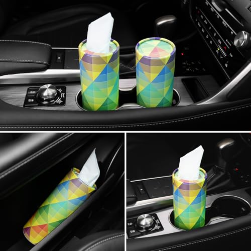 Car Tissue Holder, 4 Pack Car Cup Holder Facial Tissues with Travel Tissue Bag, Quick and Convenient Flower Combination Car Tissue Box(4 Canisters/200 Tissues) Yellow - Green - color: Yellow-Green