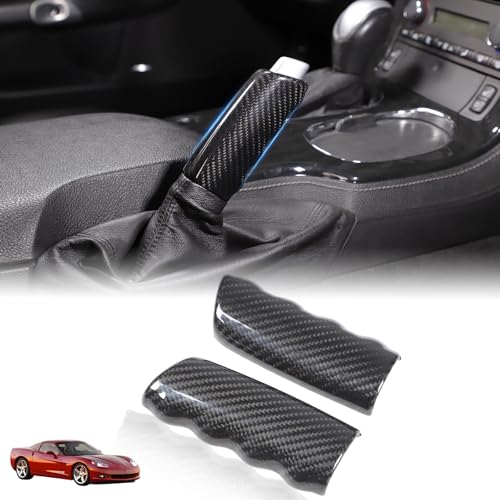 for C6 Corvette Dry Carbon Fiber Handbrake Cover Accessories Parking Handbrake Shift Lever Protector Cover Compatible with Corvette C6 2005-2013 Interior Decorative