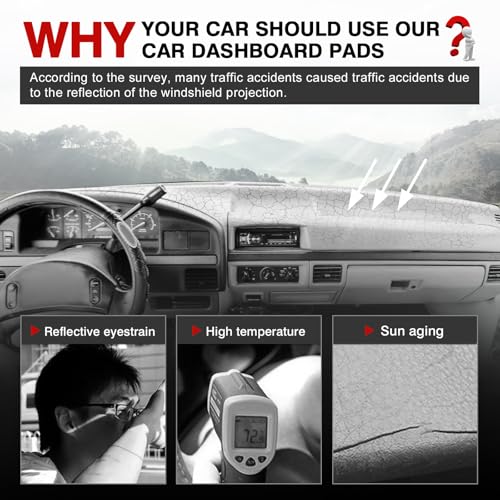 Autorder Gray Dashboard Cover Mat for 1992-1996 Ford F150 / F-150 F250 F350 Accessories Dash Cover Upgrade Polyester Dash Mat Sunshade Glare UV Rays Protector - size: 1992-1996 F150 (Gray)