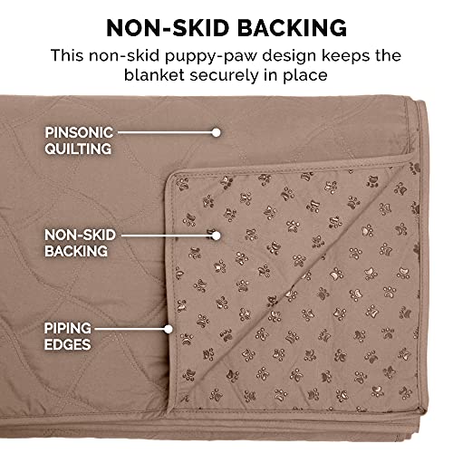 Furhaven Waterproof & Non-Slip Twin Size Mattress Cover Protector for Dogs & Cats, Washable, For Beds, Couches, & Car Seats - Quilted Twill Blanket Mattress Cover - Brownstone, Small/Twin Size