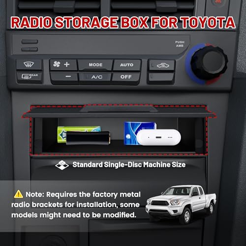 RED WOLF Car Stereo Radio Storage Box for Toyota, Single DIN Storage Pocket Stereo Blanking Plate Holder Drawer Kit Universal for Toyota Vehicles