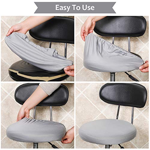 Tatuo Round Bar Stool Seat Covers Washable Stool Cushion Slipcover Elastic Bar Chair Covers for 14-17 Inch Chair (Gray, 4 Pieces) - color: Grey