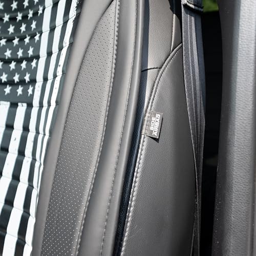 MASQUE American Flag Seat Cover – Premium PU Leather, Waterproof & Easy Clean, Universal Fit for Cars, SUVs & Trucks, Airbag Compatible, Cushioned Comfort, Black & White USA Patriotic Design - size: Single Front, style: Seat Cover