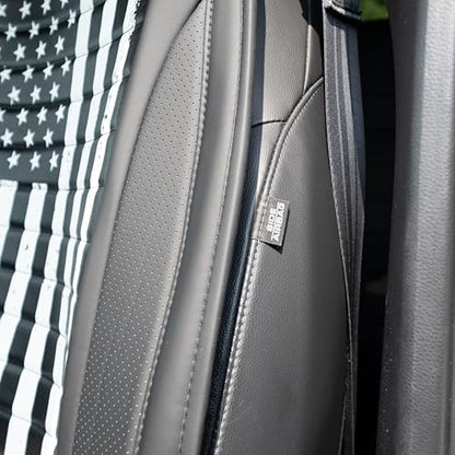 MASQUE American Flag Seat Cover – Premium PU Leather, Waterproof & Easy Clean, Universal Fit for Cars, SUVs & Trucks, Airbag Compatible, Cushioned Comfort, Black & White USA Patriotic Design - size: Single Front, style: Seat Cover