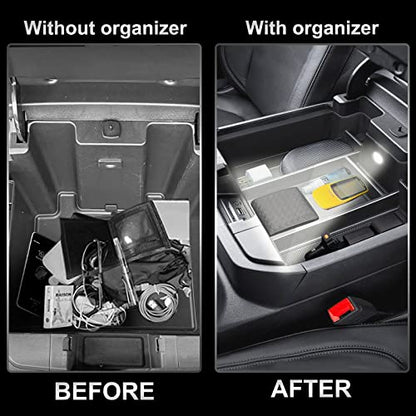 Center Console Organizer Compatible with 2019-2022 GMC Sierra/Chevy Silverado 1500 and 2020 2021-2023 Sierra/Silverado 2500HD/3500HD Accessories, Armrest Tray (Full Console w/Bucket Seats ONLY)