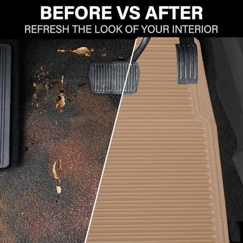 CAR PASS Rubber Floor Mats - All Weather, Full Set 4-Piece, Waterproof Automotive Mats Trim to Fit Most Cars, Sedans, SUVs, Vans - Heavy Duty Anti-Slip Easy Clean, All Beige - color: Beige