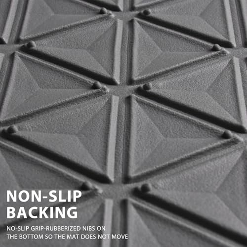 CAR PASS Bling Diamond Car Mats Gray Rubber Floor Mats Full Set Anti-Slip 3D Rhombus Waterproof Trim to Fit Liner Universal Glitter Crystal Sparkly Shining Rhinestone Girl Women SUV Sedan Van All Gray - color: Gray Rubber