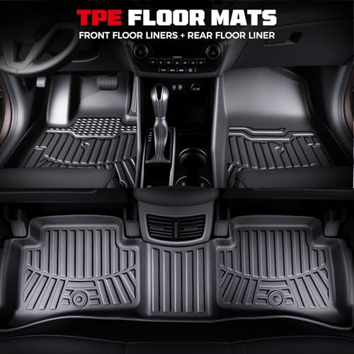TPE Floor Mats Set for Hyundai Tucson 2021 2020 2019 2018 2017 2016, All Weather TPE Custom Fit Floor Liners & Cargo Liner & Backrest Mats, Car Floor Mats Accessoires.