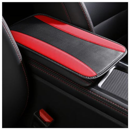 IHOTDER Stylish Car Center Console Cover,PU Leather Car Armrest Cover Prevent Scratches on Center Console,Universal Car Armrest Cushion Car Accessories Interior for Car SUV Truck (Red) - color: Red