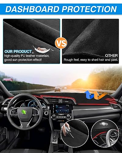 CARTIST Dash Cover Fits for Honda Civic Coupe Sedan/Hatchback 2016-2021 Dashboard Cover for Civic Accessories Non-Slip Dash Mat Carpet Anti-Glare Sunshade - size: Honda Civic Coupe Sedan/Hatchback 2016-2021