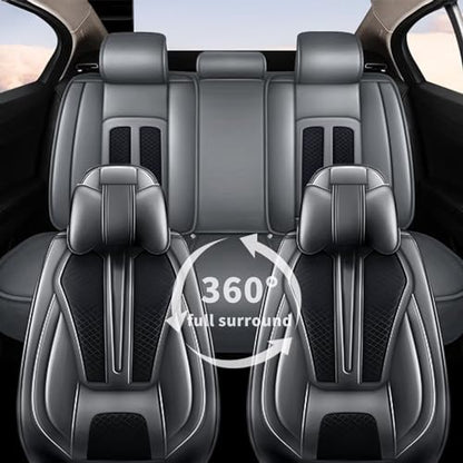 Custom Fit Faux Leather Seat Covers for Nissan Frontier 2007-2026 Full Set 5 Seats, Airbag Compatible, Black & Dark Gray - color: #066 Black&Gray, size: 5 Seats