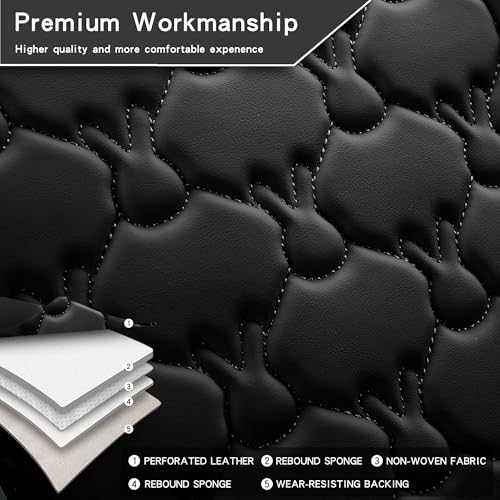 INZU Cute Cartoon Rabbit Comfortable Car Seat Covers with Waterproof PU Leather Suitable for Most 5 Seats Cars SUV and Pick-up Truck Universal Fit Set (Black) - color: Black