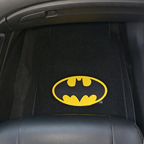 BDK WBMT-1301 Batman Carpet Car Floor Mats Black & Yellow Logo - 4 Pieces, Rubber Backing, Front & Rear Full Set