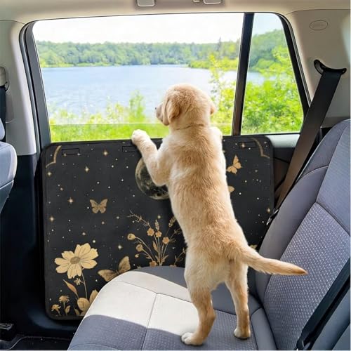Gothic Moon Car Door Protector for Dogs Waterproof Door Panel Covers 2 Pack Pet Window Guard for Vehicle Truck Suv Universal Fit Washable - color: Gothic Moon