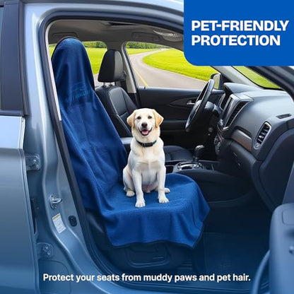 Waterproof Car Seat Towel Cover, Towel that Goes Over Car Seat for Sweat Protection, Quick-Dry Microfiber, Non-Slip Backing, Machine Washable, Fits Cars SUVs Trucks - color: Blue