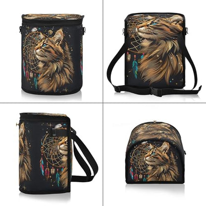 MNSRUU Car Trash Can with Lid, Cute Cat Dream Catcher Car Trash Bag Hanging Organizers and Storage for Front Back Seat, Leak-Proof Trash Bin - color: Cat A9016