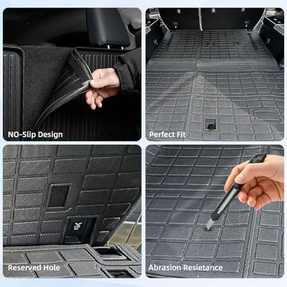 All-Weather TPE Floor Mats & Cargo Mat Full Set for 2024-2026 Toyota Grand Highlander (7 & 8 Seat Models | Hybrid Compatible) - 5-PC Complete Interior Protection with Backrest Covers - size: For Toyota Grand Highlander 5pcs