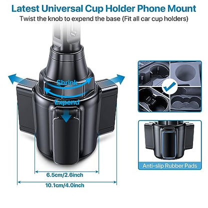 Miracase 2025 Upgraded Universal Cup Phone Holder for Car, [Rotatable & Adjustable] Long Neck Car Cup Holder Phone Mount Compatible with iPhone, Samsung, Google & More Smartphones - color: Black-Carbon Fiber