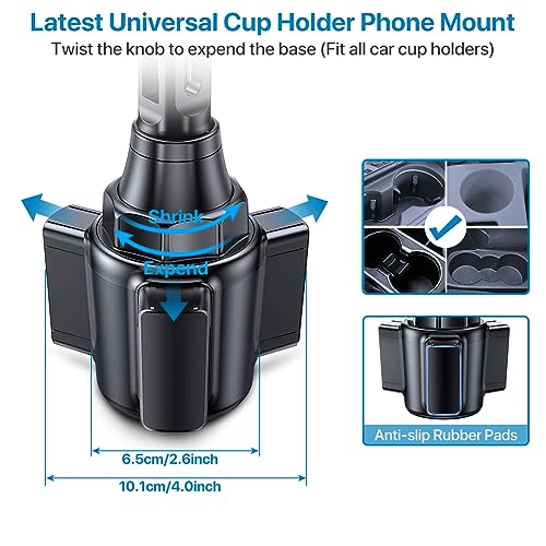 Miracase [2025 Latest Upgraded] Universal Cup Phone Holder for Car, [Rotatable & Adjustable] Long Neck Car Cup Holder Phone Mount Compatible with iPhone, Samsung, Google & More Smartphones - color: Black-Carbon Fiber