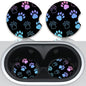 Absorbent Car Coasters for Cup Holders, 2 Pack Universal Neoprene Car Coasters with Finger Slot, Auto Accessories for Women & Men,2.56"(Gradient Black Dog paw Print)