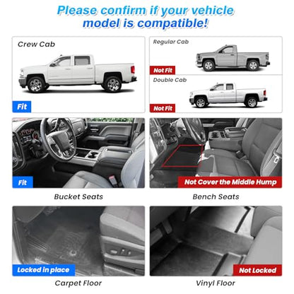 Floor Mats for 2014-2018 Chevy Silverado/Sierra 1500, 2015-2019 Silverado/Sierra 2500HD/3500HD Crew Cab, All Weather Floor Liners for Silverado Accessories, Heavy Duty TPE Car Mats - size: 1)Chevy Silverado 14-18 Floor Mat