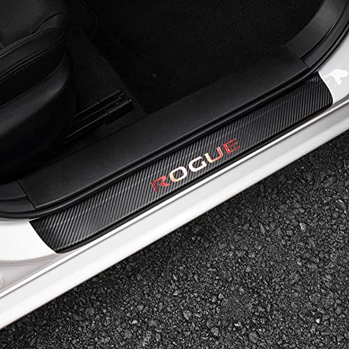 LEXLEY,with Rogue Logo for Nissan 2014-2026 Rogue 2017-2022 Rogue Sport Carbon Fiber Style Leather Door Sill Protector Anti-Dirty Scuff Plate Cover Guard Sills Protector Trim.4PCS -RED - color: RED