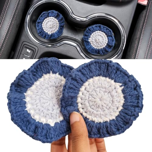 Cotton Crotchet Ruffled Flower Coaster Set (Coastal Breeze) - color: Coastal Breeze