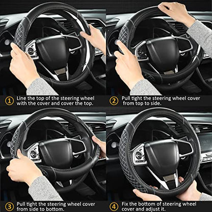 West Llama Customized Auto Car Steering Wheel Cover for Toyota Tundra Tacoma 4runner 15-15.5inches (Black-Large Size) - color: A-Black, size: Large Size (15''-15 ½'')