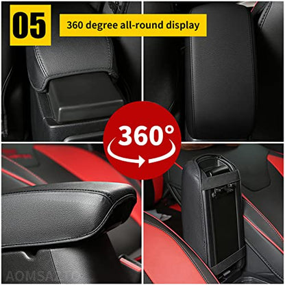 AOMSAZTO Armrest Covers for Hyundai 2015-2019 Sonata Black Console Pad for Sonata - color: black