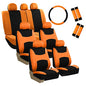 FH Group Light & Breezy Cloth Car Seat Covers, 7 Seater Three Row Set- Airbag & Split Ready -Universal for Cars Trucks and SUVs (Orange/Black) - color: Orange