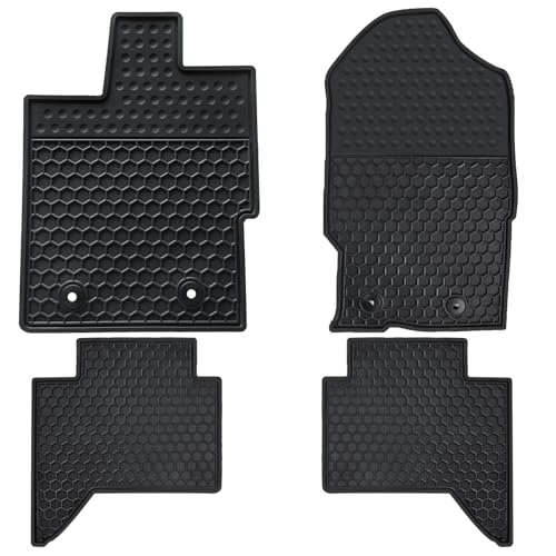 Car Floor Mats Custom Fit for Ford Ranger SuperCrew Cab 2019-2023 Black Rubber Auto Liner Mats All Weather Protection Heavy Duty Odorless - color: All Black, size: 2019-2023 Ford Ranger