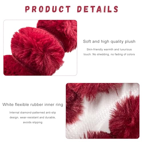 Fluffy Car Steering Wheel Cover, Soft Warm Plush Vehicle Steering Wheel Protector, 14.5-15 Inches Cute Anti-Slip Automotive Handle Cover for Women Girl, Car Accessories (Red) - color: Red