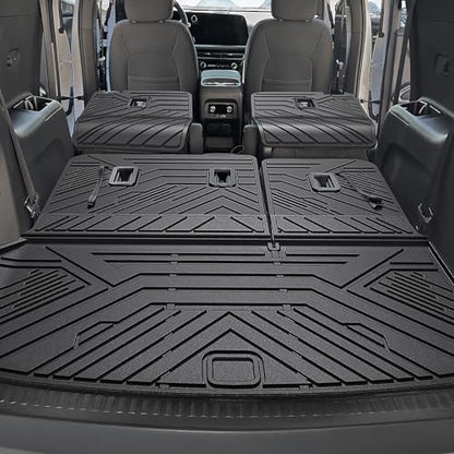 Floor Mats Set for 2024-2026 Chevy Traverse & GMC Acadia & 2025-2026 Buick Enclave, with 2nd Row Kick Mats, Only for 7 Seats Captain Chairs, All Weather TPE Cargo Liner Door Sill Accessories