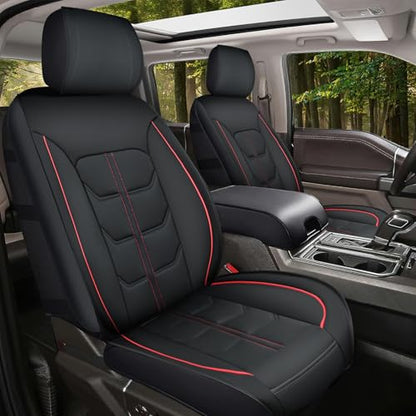 Nilight Car Seat Cover Custom Fit 2007-2024 Jeep Wrangler JK JL 4-Door Waterproof Wear-Resistant Faux Leather Anti Slip Cushion Set (2 PCS Front Covers) - color: Front Sets 2 Seat, style: Jeep Wrangler 2007-2024