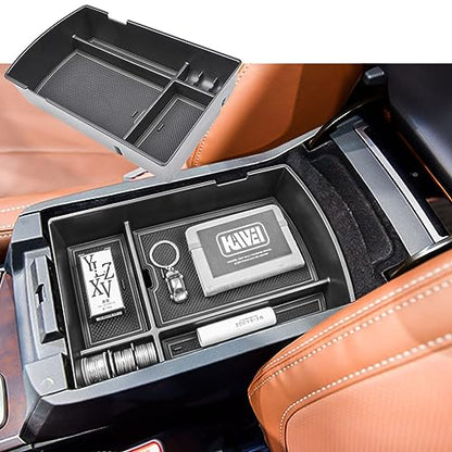HGWEI Center Console Organizer Tray Compatible with Subaru Ascent 2019-2026 Insert Tray Storage Accessories Armrest Box Secondary Storage, ABS Material Interior Storage Box with Coin Holder, Black