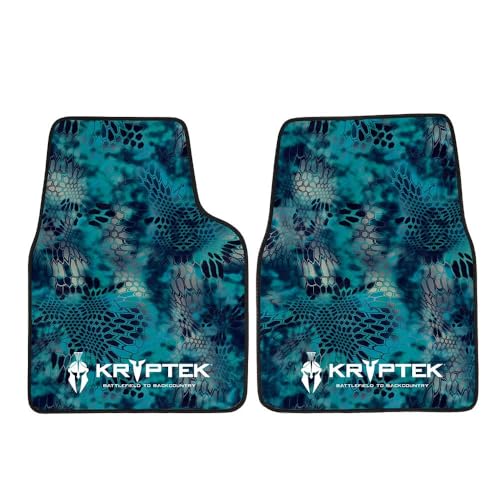 Coverking Universal Car Floor Mats Set of 2 (Front Driver and Passenger) Kryptek Pontus Camo - All-Weather Protection for Mud, Dirt, Rain, Spills, Non-Slip Backing, Fits Cars Trucks SUVs Jeeps - style: Kryptek Pontus