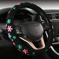 Embroidery Cute Steering Wheel Covers,DeepFloral Stitched,Hand-Grip,Universal Fit Most Cars SUV,Colorful (FXP-HUA02)