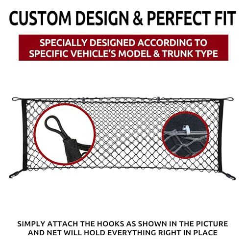Envelope Style Automotive Elastic Trunk Mesh Cargo Net for Lexus NX 2015-2025 - Premium Trunk Organizer and Storage - Luggage Net for Crossover - Best Car Organizer for Lexus NX