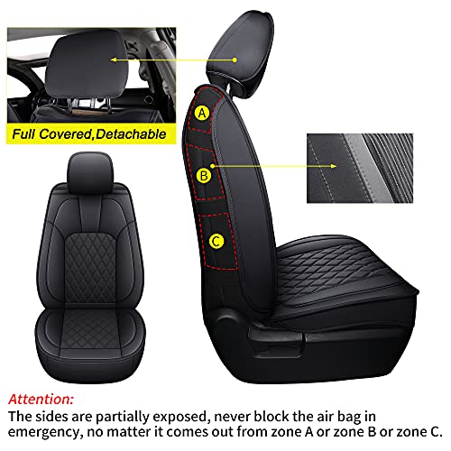 LUCKYMAN CLUB 2022-2026 Tundra Pickup Trucks Car Seat Covers X05-T3-2 Front-only, Fit Crew/Crewmax/Extended/Double/Regular Cab with Water Proof Faux Leather (Black Front) - color: Black, size: 2022-2026 Front Pair