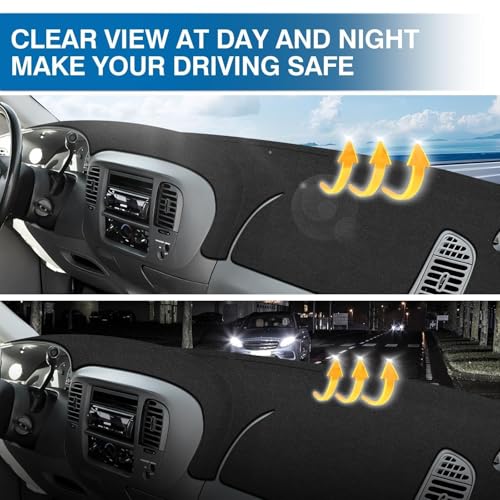 KUST Black Dash Cover for 1997-2003 Ford F150 F-150/1997-2002 Ford Expedition Polyester Dashboard Cover Non-Slip Interior Accessories for F150/ Expedition Custom Fit Dash Mat Protect the Dashboard - size: F150 97-03(Black)