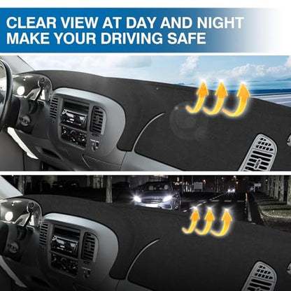 KUST Black Dash Cover for 1997-2003 Ford F150 F-150/1997-2002 Ford Expedition Polyester Dashboard Cover Non-Slip Interior Accessories for F150/ Expedition Custom Fit Dash Mat Protect the Dashboard - size: F150 97-03(Black)
