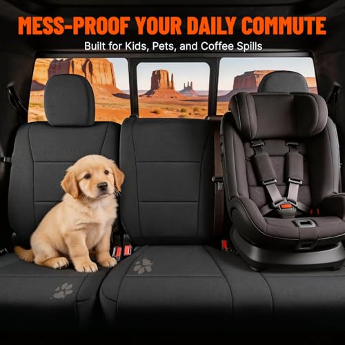 Pigenius Neoprene Seat Covers for Ford F-150 Lightning (2022-2026), F-150/Tremor (2015-2026), F-250/F-350 Super Duty (2017-2026) Crew Cab Bench Seat - Waterproof UV Resistant Full Set Front Rear