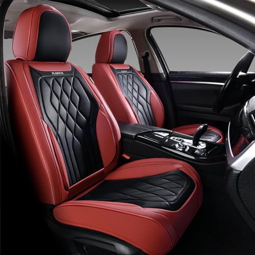 FLORICH Front Car Seat Cover Universal Fit for Most Cars, Red Seat Cover Waterproof Protector, Airbag Compatible, Universal Fit for SUVs, Vans, Trucks,Red&Black - color: Red&Black, size: Frontpair