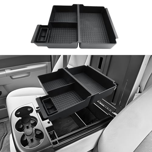 ECOZEN Center Console Organizer for 2007-2014 Chevy Silverado/GMC Sierra & Tahoe/Suburban/Avalanche/Yukon/Yukon XL Accessories - Armrest Box Organizer - Only Fit Split-Bench Front Seat/Jump Seats - size: 2007-2014 Chevy Silverado/Sierra-Jump Seat