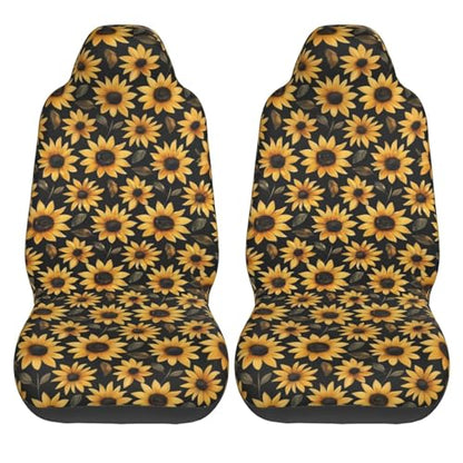 Sunflower Seat Covers Full Set, Front Seat Covers and Split Rear Bench Seat Covers for Sedan, SUV, Truck, Universal Fit Automotive Seat Cover, Breathable and Washable, Yellow Flower - color: Sunflower
