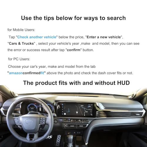Yiz Dashboard Cover Dash Cover Mat Pad Custom Fit for Toyota Camry 2025 2026 wiwh Head Up Display (Black) J390 - color: Camry 2025-26