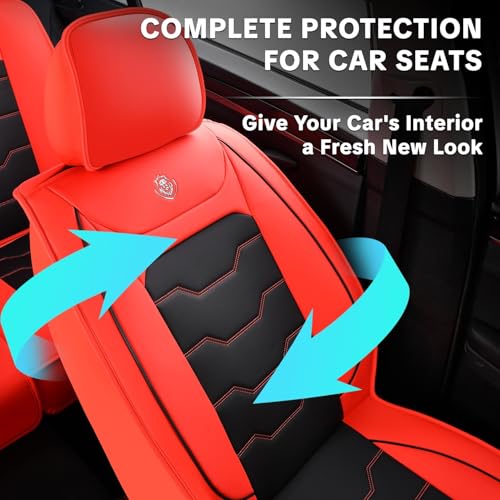 2007-2025 Car Seat Cover for Nissan Sentra, Red Car Seat Covers, Waterproof PU Leather, Full Set of 5 Seats, Wear Resistance, Easy to Clean and Install, Suitable for All Seasons - color: Lite_Red
