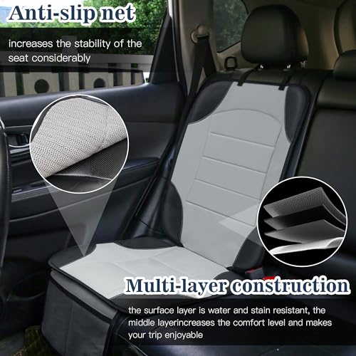 Sinvitron Car Seat Protector for Child Car Seat, Waterproof Car Seat Cover for Leather and Fabric Seats, 2 Mesh Pockets, Non-Slip Bottom, Thick Padding Cushion(1 Pack, Grey) - color: 1 Pack Grey