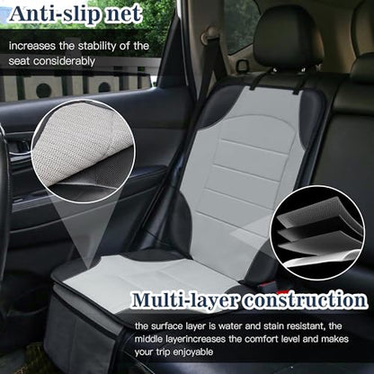 Sinvitron Car Seat Protector for Child Car Seat, Waterproof Car Seat Cover for Leather and Fabric Seats, 2 Mesh Pockets, Non-Slip Bottom, Thick Padding Cushion(1 Pack, Grey) - color: 1 Pack Grey